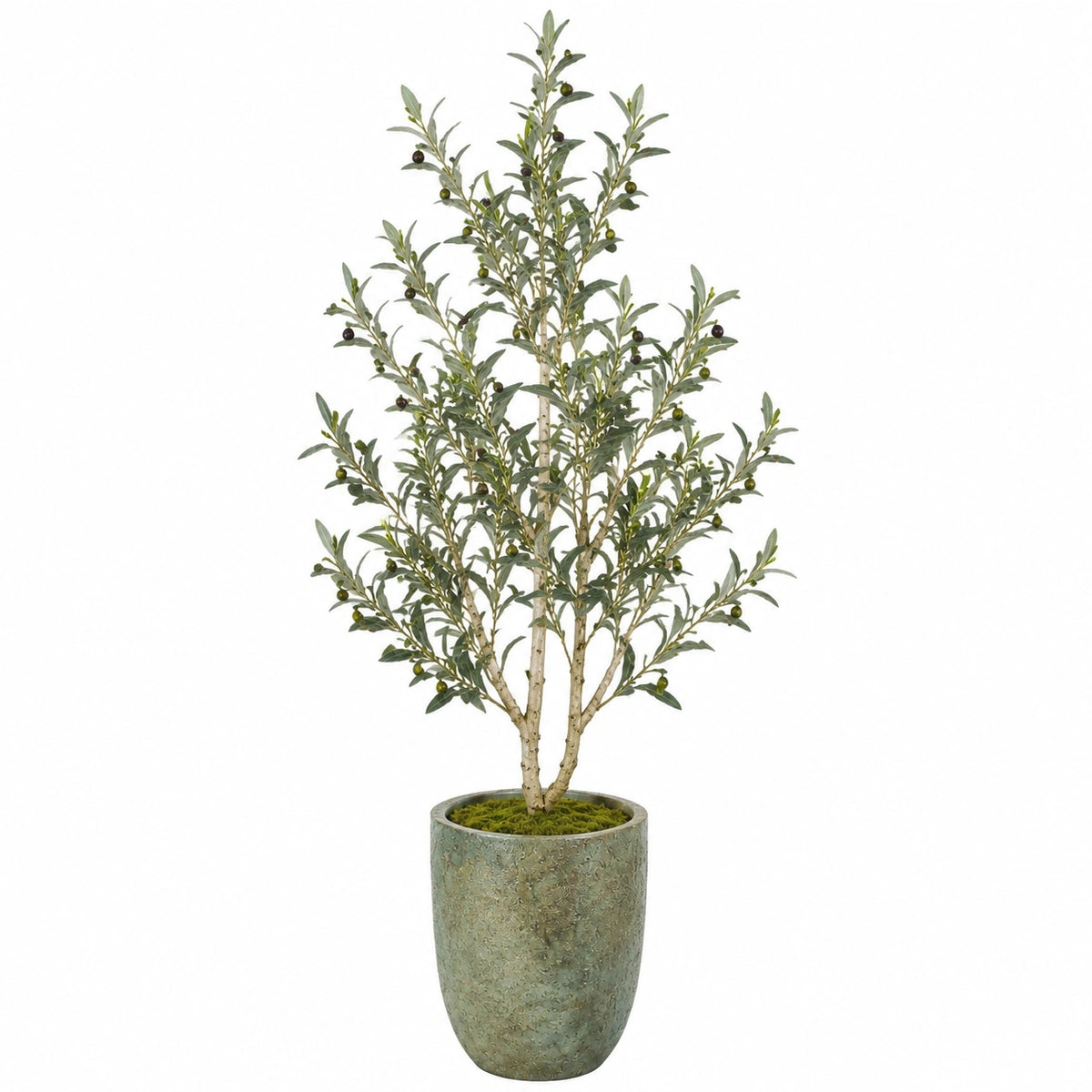 Arbre artificiel olivier 180 cm feuillage synthétique vert en pot décoration intérieure