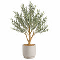 Arbre artificiel olivier 180 cm feuillage vert en plastique avec pot décoratif pour intérieur