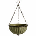 Suspension pour plantes Ø 35 cm en métal vert vieilli avec chaînes pour jardin