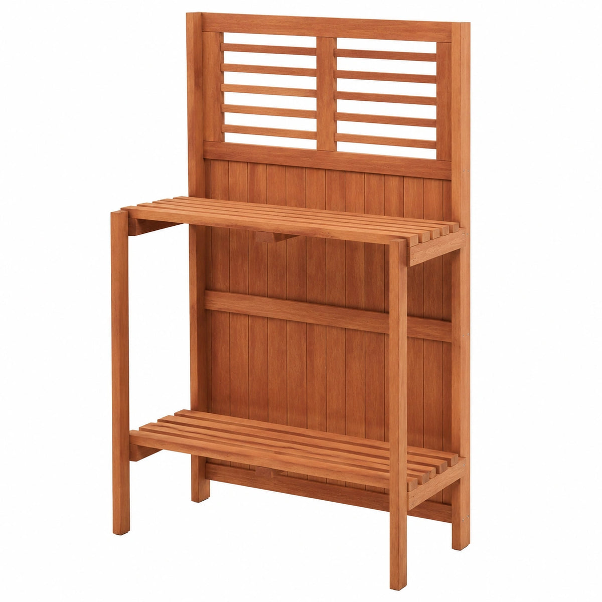 Table de rempotage 100 x 50 x 180 cm en bois brun avec étagères et treillis