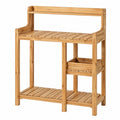 Table de jardinage 100 x 50 x 140 cm en bois naturel avec étagères de rangement