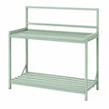 Table de jardinage 120 x 60 x 150 cm en métal vert avec étagère de rangement