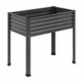 Jardinière surélevée 120 x 60 x 80 cm en acier noir pour extérieur avec pieds