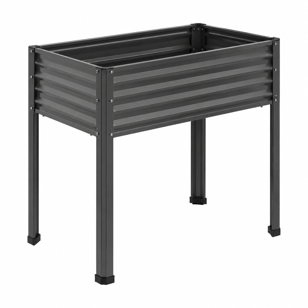 Jardinière surélevée 120 x 60 x 80 cm en acier noir pour extérieur avec pieds