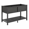 Jardinière surélevée 120 x 60 x 90 cm en bois composite noir avec étagère de rangement
