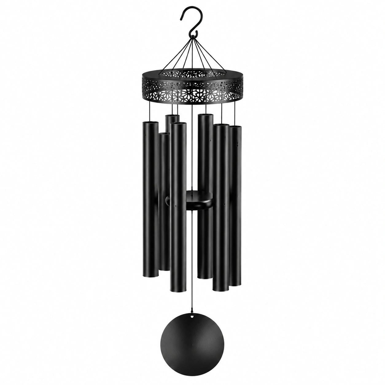 Carillon éolien 85 cm en métal noir à suspendre décoratif