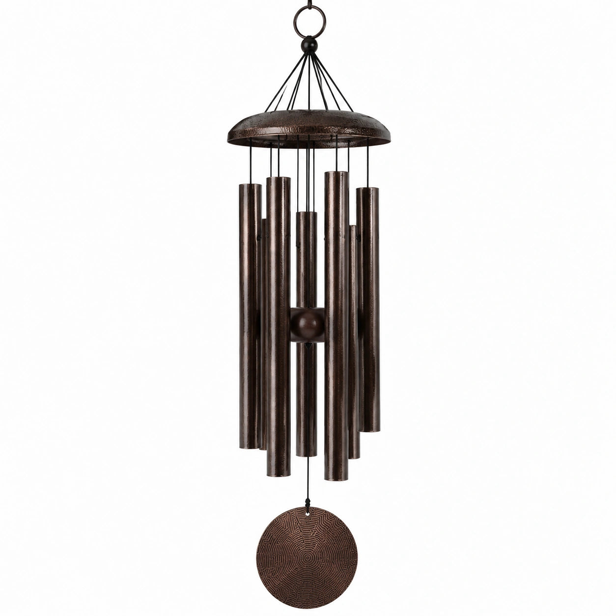 Carillon à vent 85 cm en métal brun foncé pour jardin style rustique suspendu