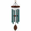Carillon éolien 90 cm en métal et bois bleu turquoise pour décoration suspendue