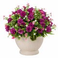 Plante artificielle en pot 50 cm fleurs violettes pot en céramique décoration florale