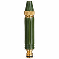 Pistolet d'arrosage droit 18 cm en métal et plastique vert doré à jet réglable