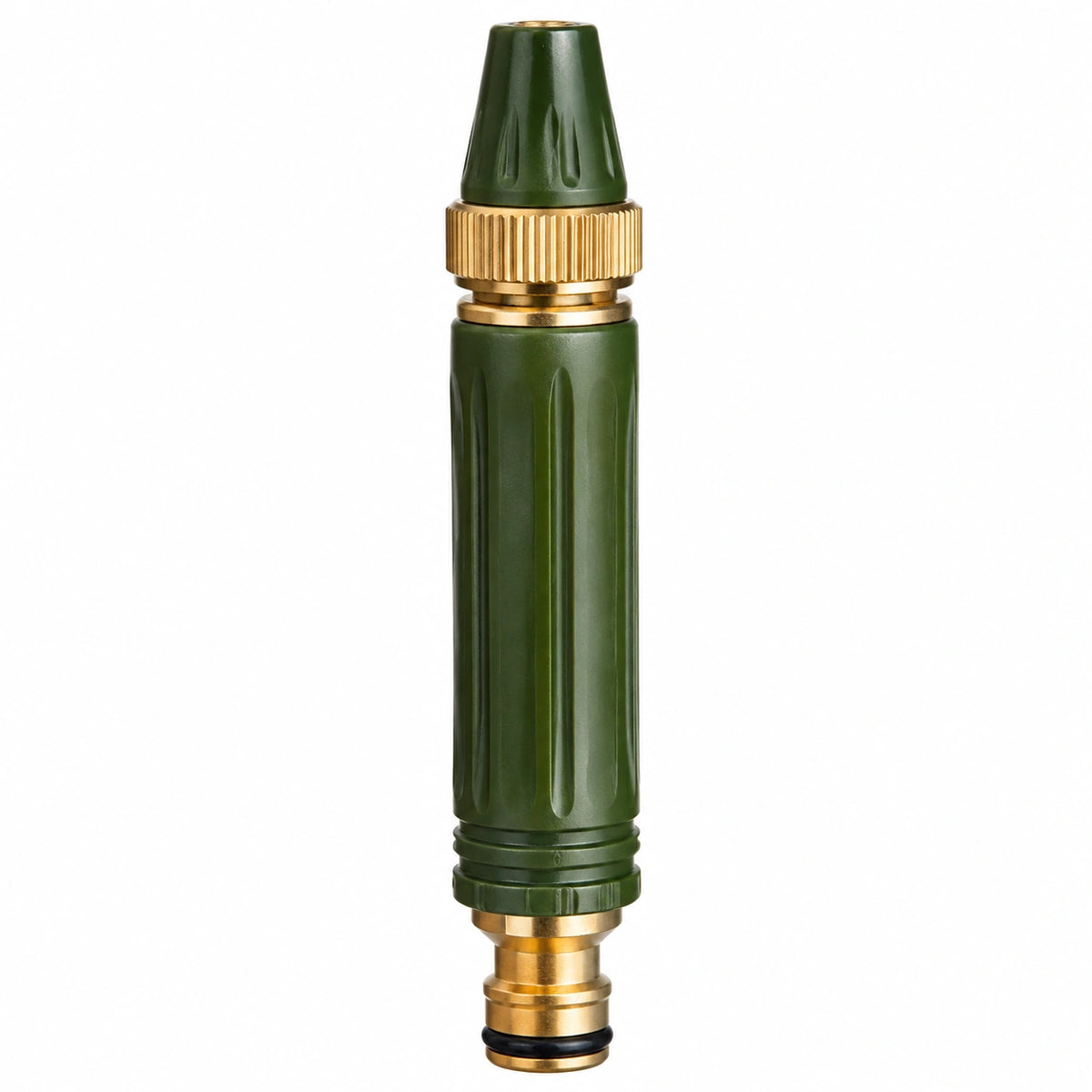 Pistolet d'arrosage droit 18 cm en métal et plastique vert doré à jet réglable