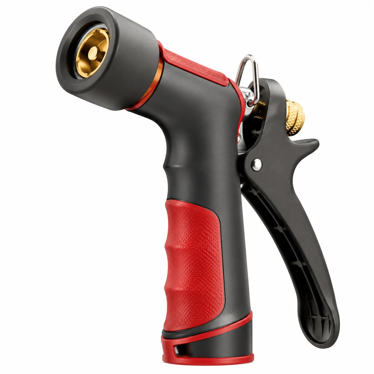 Pistolet d'arrosage 19 cm en plastique noir et rouge avec buse réglable pour jardin