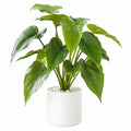 Plante verte artificielle 90 cm en plastique vert avec pot blanc décoratif