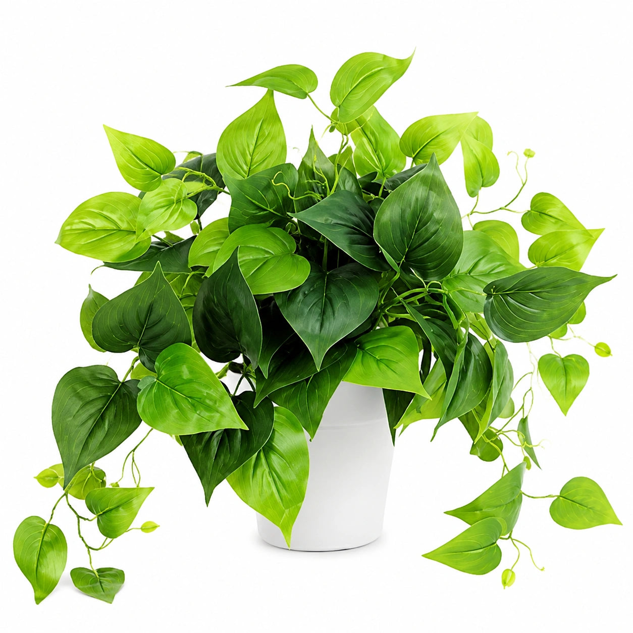 Plante verte artificielle 50 cm en plastique vert avec pot blanc décoratif retombant