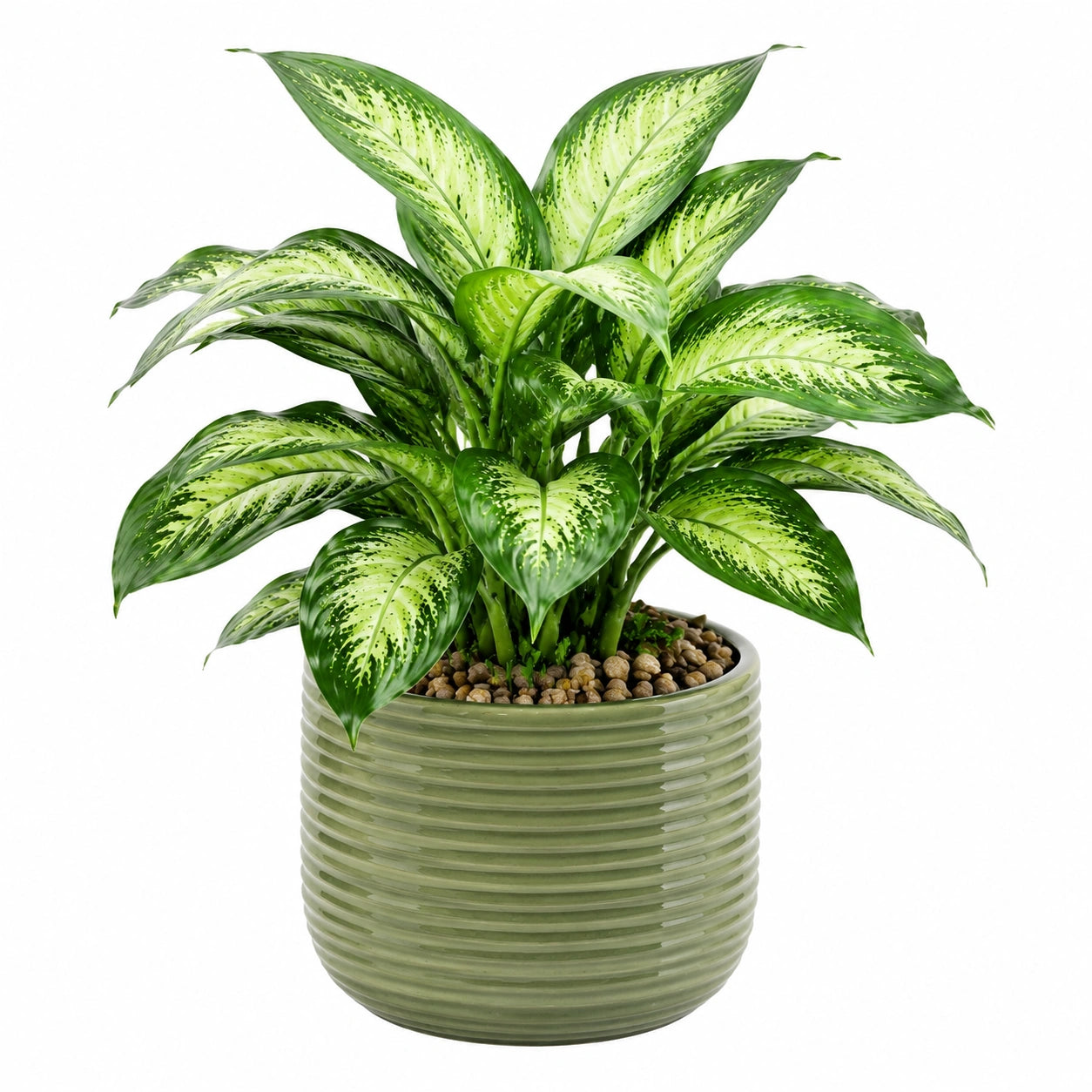 Plante verte artificielle en plastique 65 cm avec pot décoratif vert pour intérieur