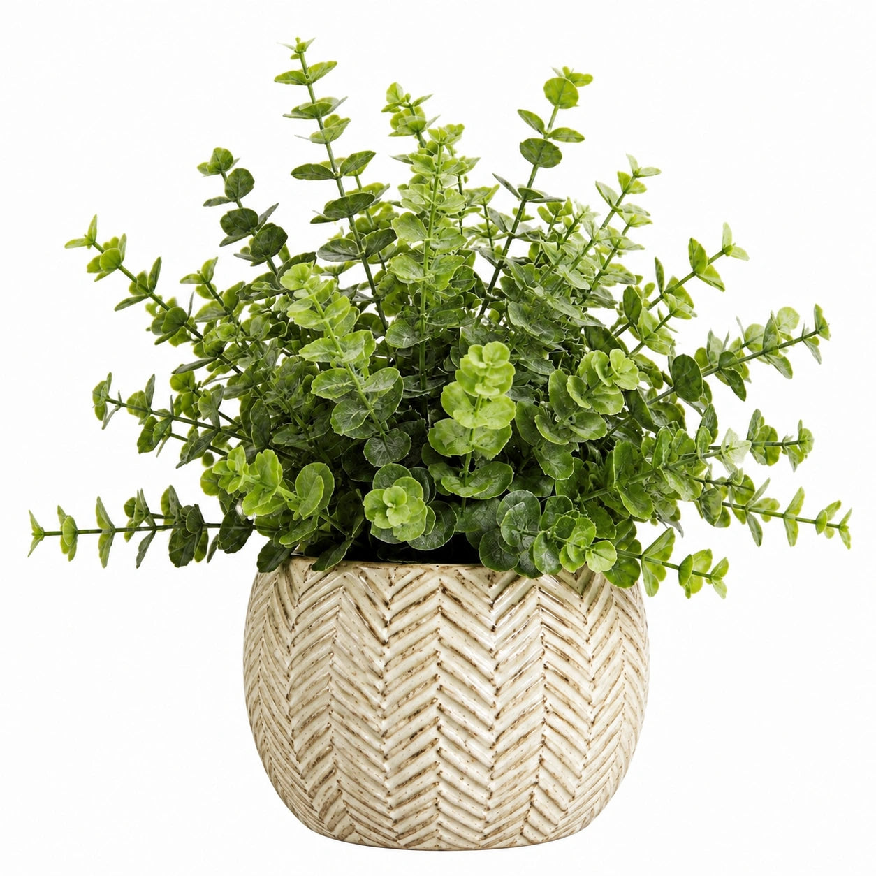 Plante artificielle en pot 52 cm feuillage vert avec pot en céramique décoratif